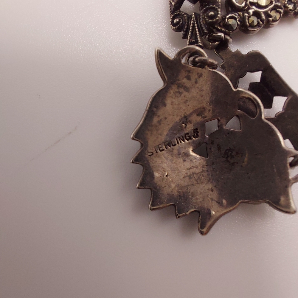 Art Deco Sterling Silver & Marcasite 8" Necklace. - Picture 11 of 16